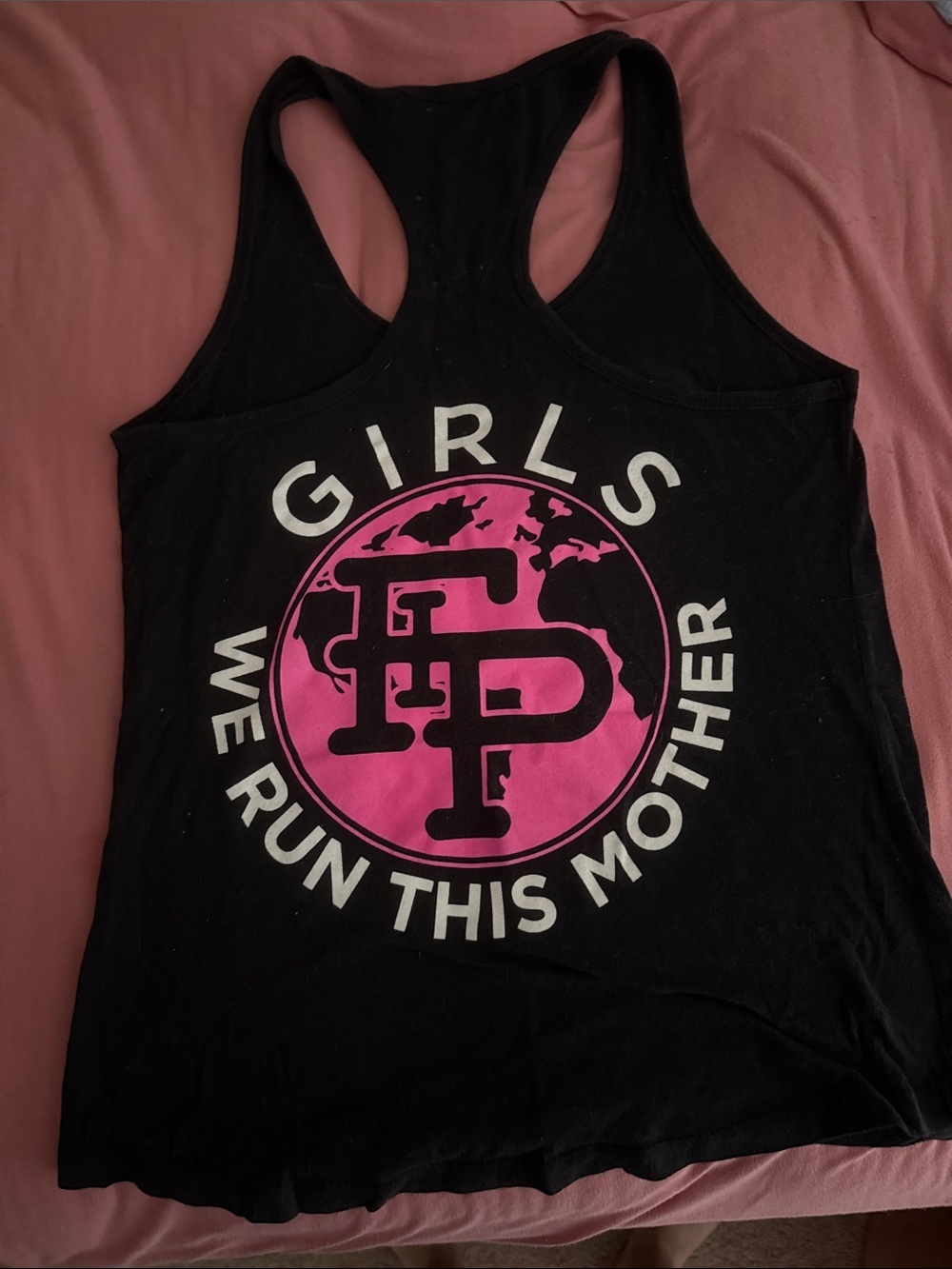 Flex it Pink Run. Grl. Run. Black Graphic Tank Top - Picture 3 of 3
